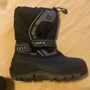 Kamik black snow boots for kids.  Size 3.
